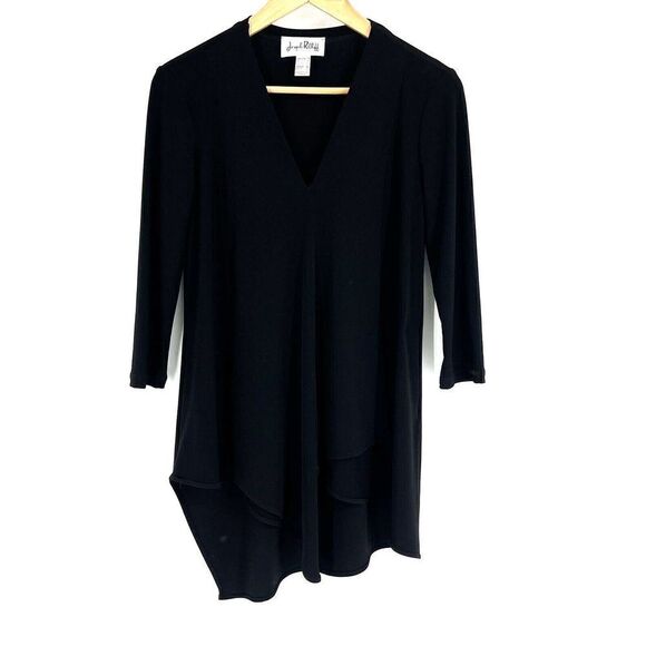 Joseph Ribkoff Tunic Top Size 2 Womens Black Asymmetric Blouse 3/4 Sleeve Shirt - Picture 1 of 6